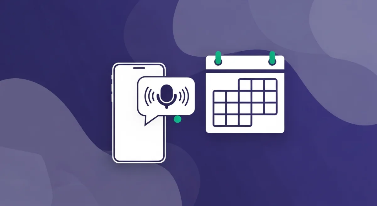 Illustration of an AI voice assistant tuned to a med spa with a booking calendar